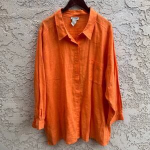 Bridgewater Studio Orange Linen Button Down Shirt Size 3X